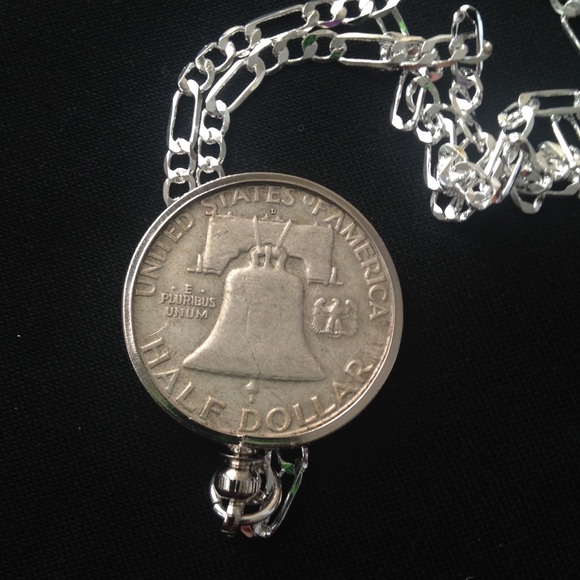 1958 Silver Half Dollar Coin, 18in 925 Chain - Picture 2 of 8